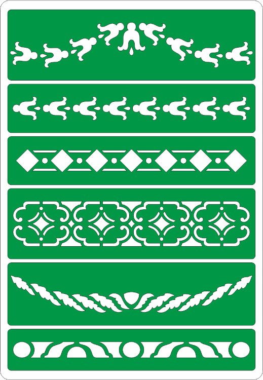 Трафарет на клеевой основе Бордюры-23, 14х20 см