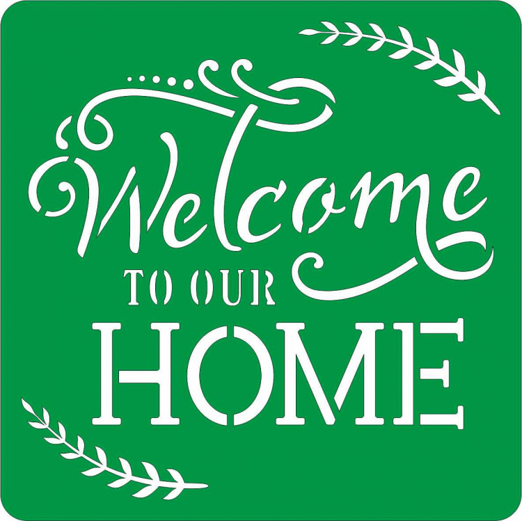 Трафарет на клеевой основе Welcome to our home, 10*10 см