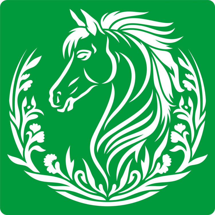 Трафарет на клеевой основе Лошадь с венком, 15*15 см