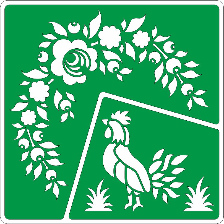 Трафарет на клеевой основе Петух и орнамент, 15*15 см