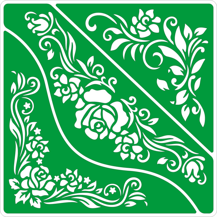 Трафарет на клеевой основе Уголки с розами, 15*15 см