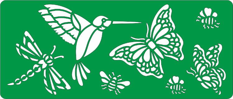 Трафарет на клеевой основе, Птицы и насекомые, 8,5х20 см