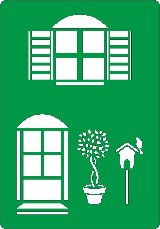 Трафарет на клеевой основе. Дверь, окно, 14х20 см