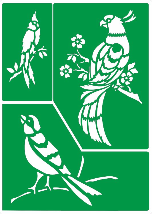 Трафарет на клеевой основе Птицы - 5, 14*20 см