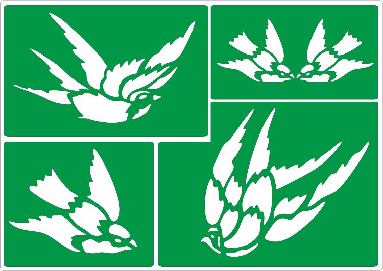 Трафарет на клеевой основе Птицы - 8, 14*20 см