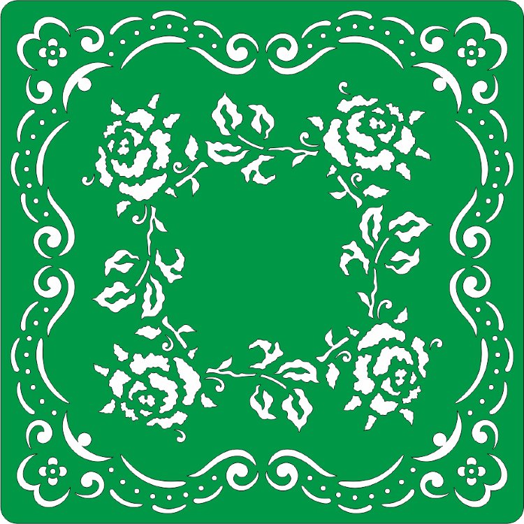 Трафарет на клеевой основе. Салфетка розы, 15х15 см