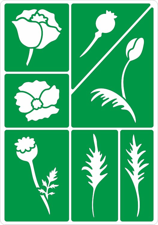 Трафарет на клеевой основе Маки-3, 14*20 см