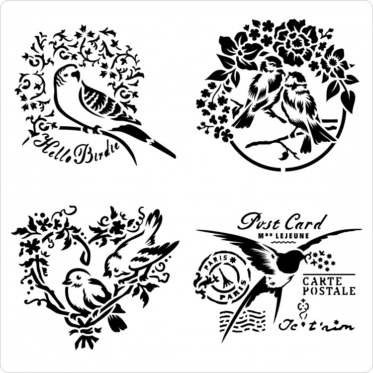 Трафарет на клеевой основе Птицы-14, 20*20 см