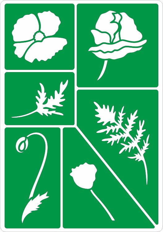 Трафарет на клеевой основе Маки-5, 14*20 см