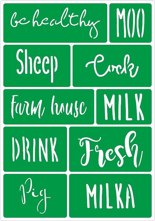 Трафарет на клеевой основе Farm House words, 14*20 см