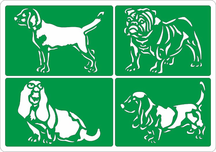 Трафарет на клеевой основе, Собаки, 14х20 см